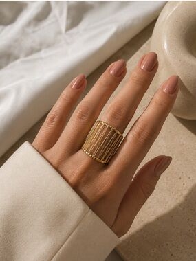 Luxe Gold Cage Statement Ring